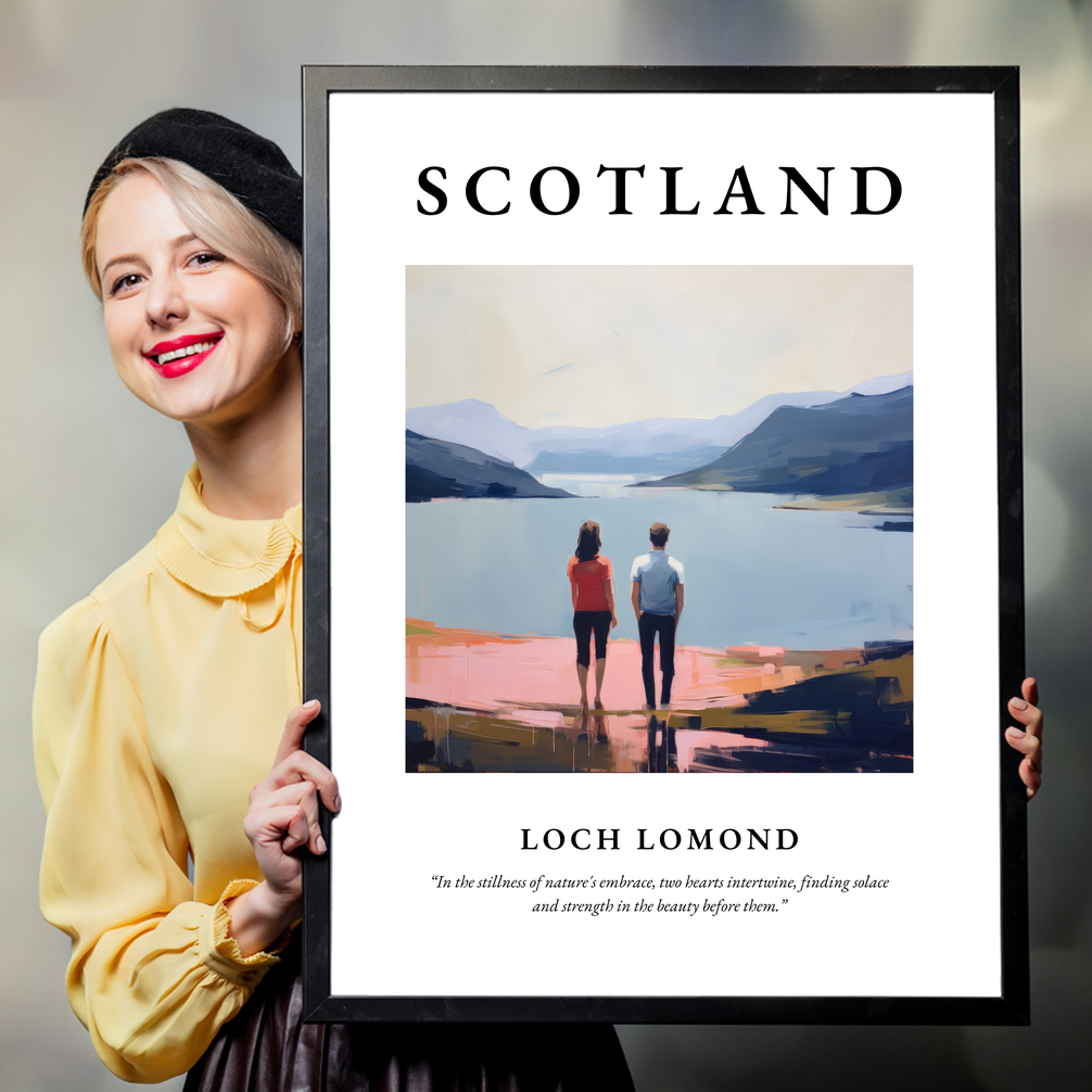 Person holding a poster of Loch Lomond