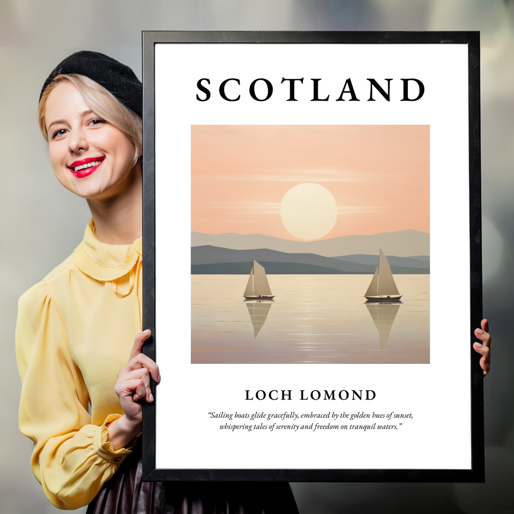 Person holding a poster of Loch Lomond