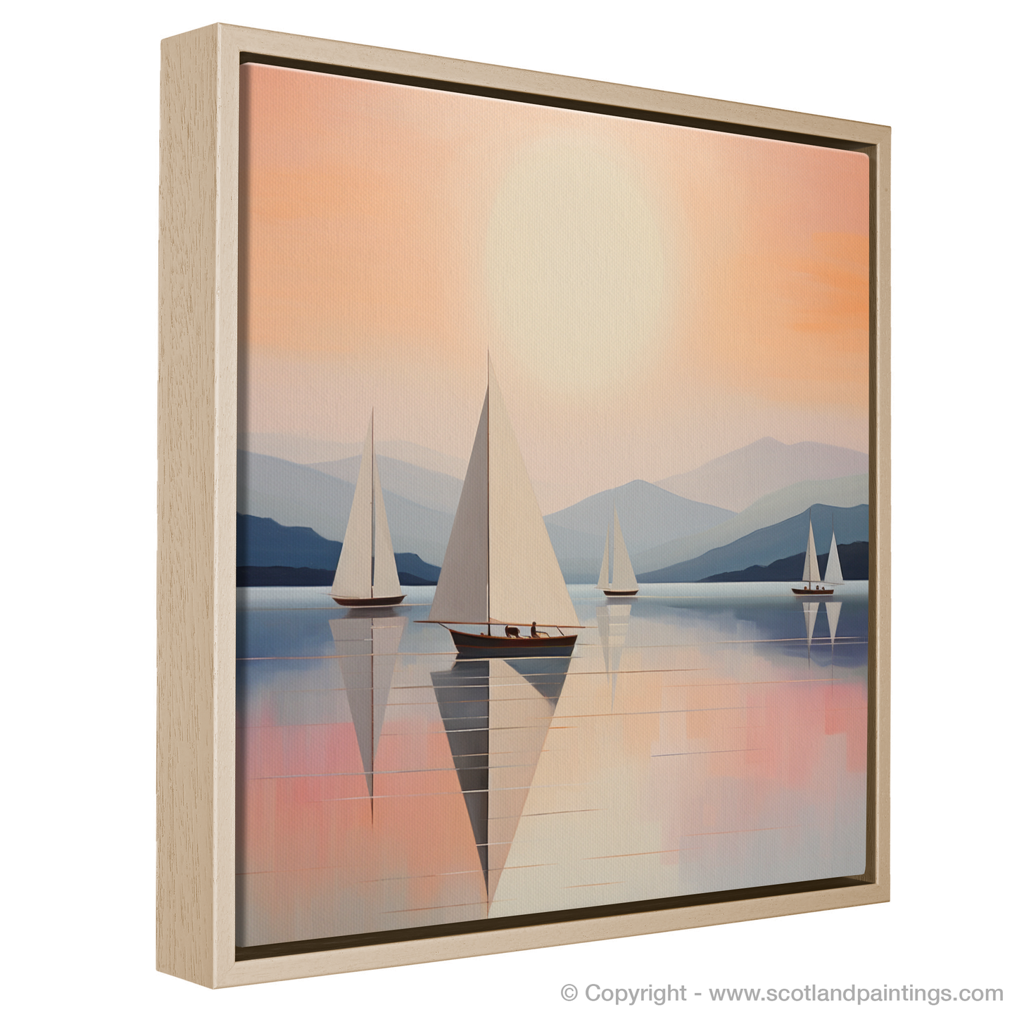 Painting and Art Print of Sailing boats on Loch Lomond at sunset entitled "Sailing Serenity at Loch Lomond Sunset".