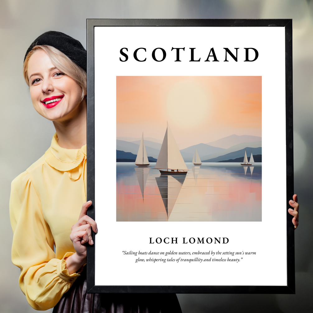 Person holding a poster of Loch Lomond