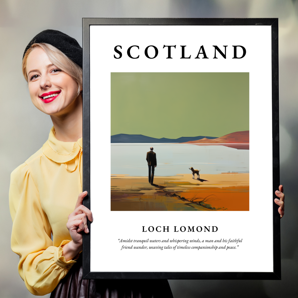 Person holding a poster of Loch Lomond