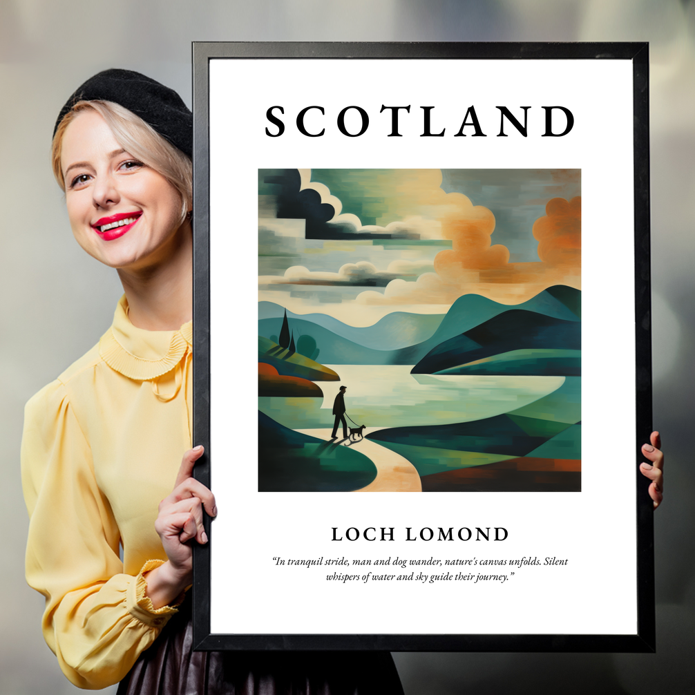 Person holding a poster of Loch Lomond