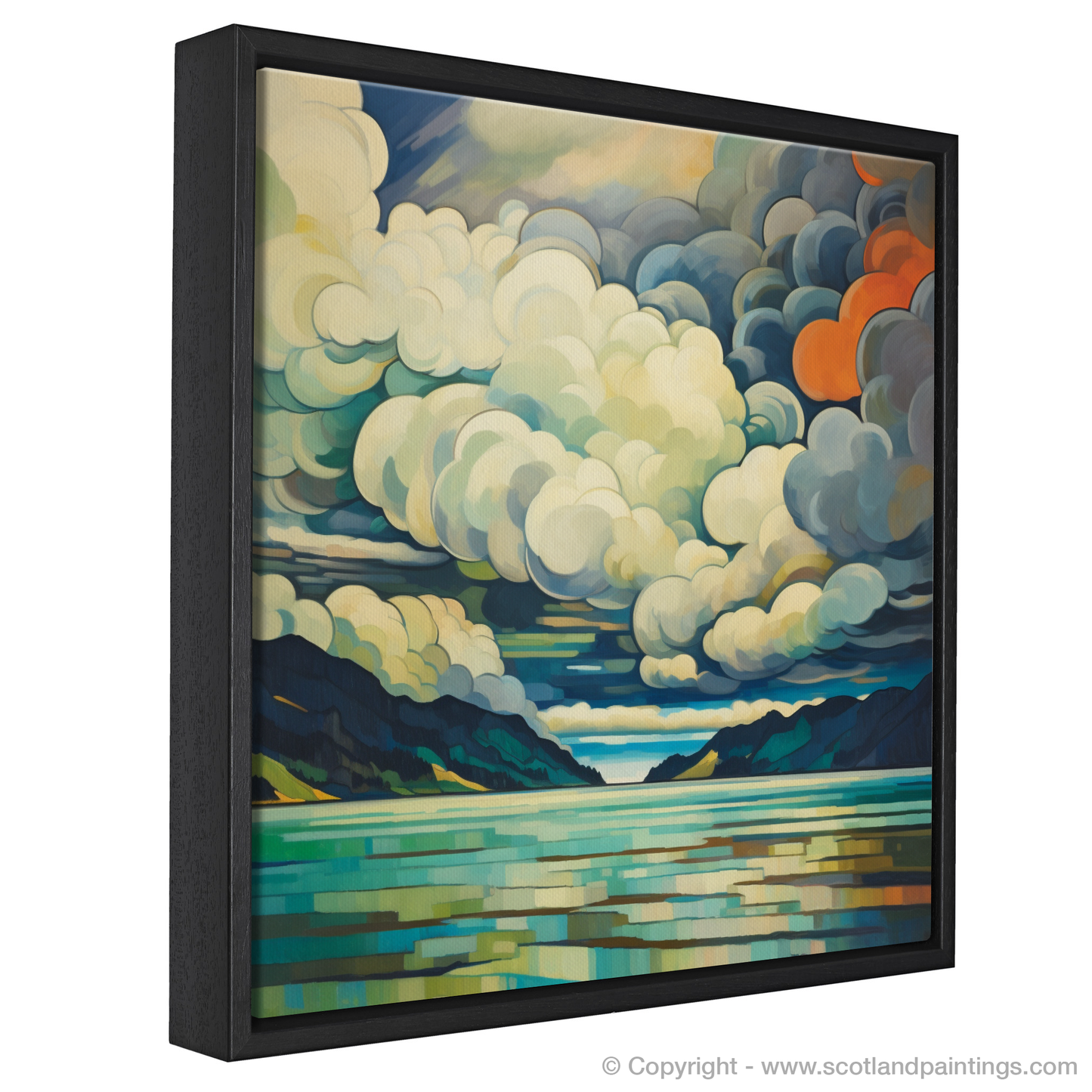 Painting and Art Print of Storm clouds above Loch Lomond entitled "Storm Dance Over Loch Lomond".