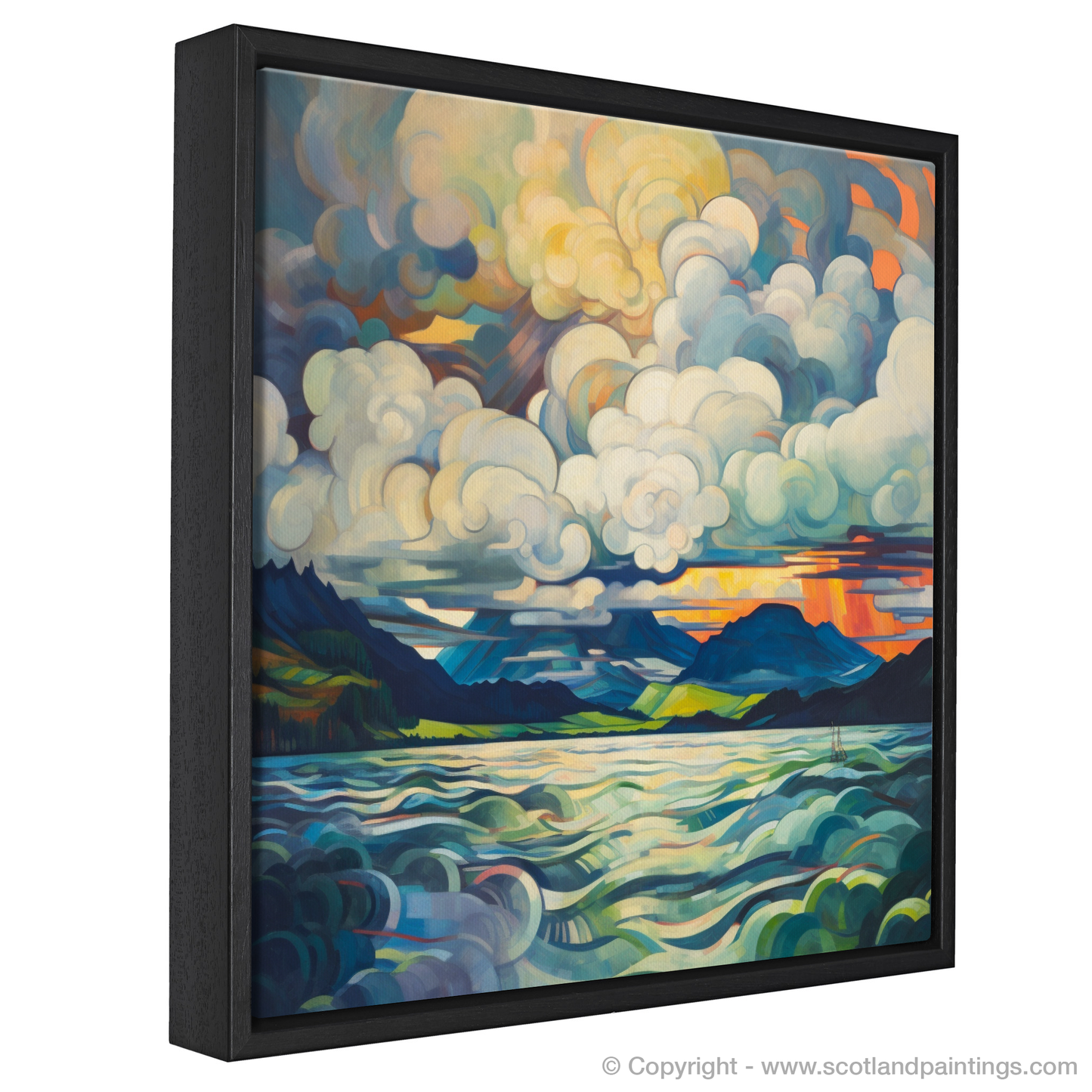 Painting and Art Print of Storm clouds above Loch Lomond entitled "Storm Clouds Unleashed Over Loch Lomond".