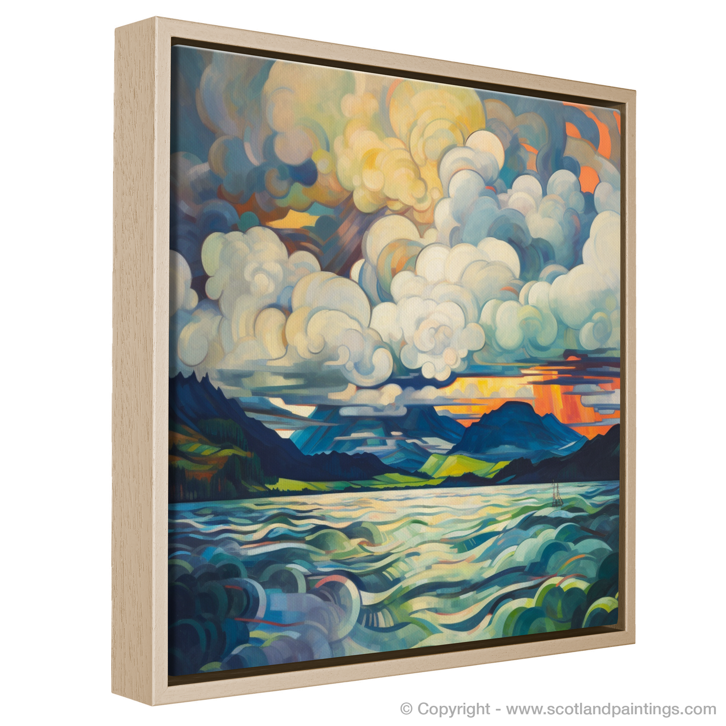 Painting and Art Print of Storm clouds above Loch Lomond entitled "Storm Clouds Unleashed Over Loch Lomond".