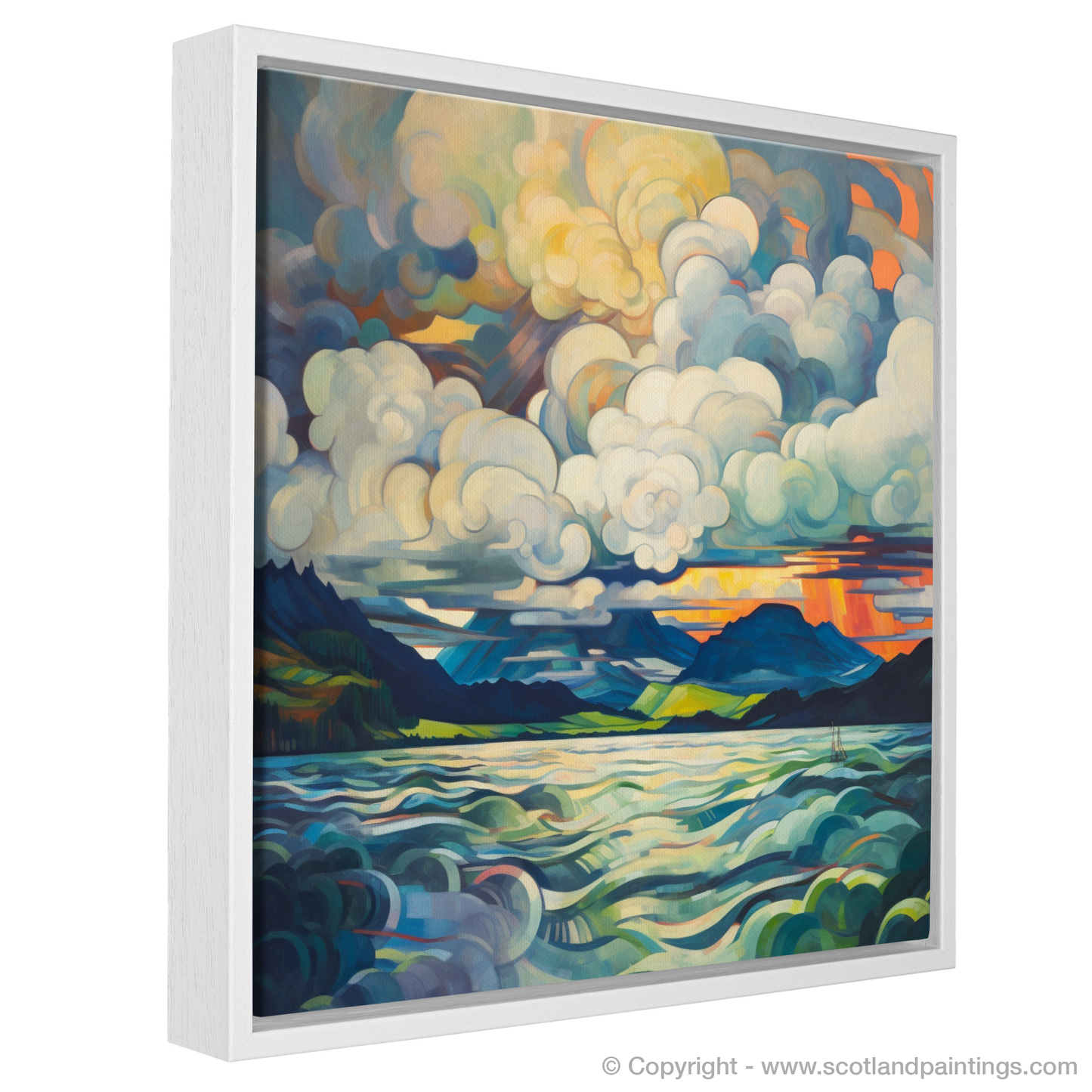 Painting and Art Print of Storm clouds above Loch Lomond entitled "Storm Clouds Unleashed Over Loch Lomond".