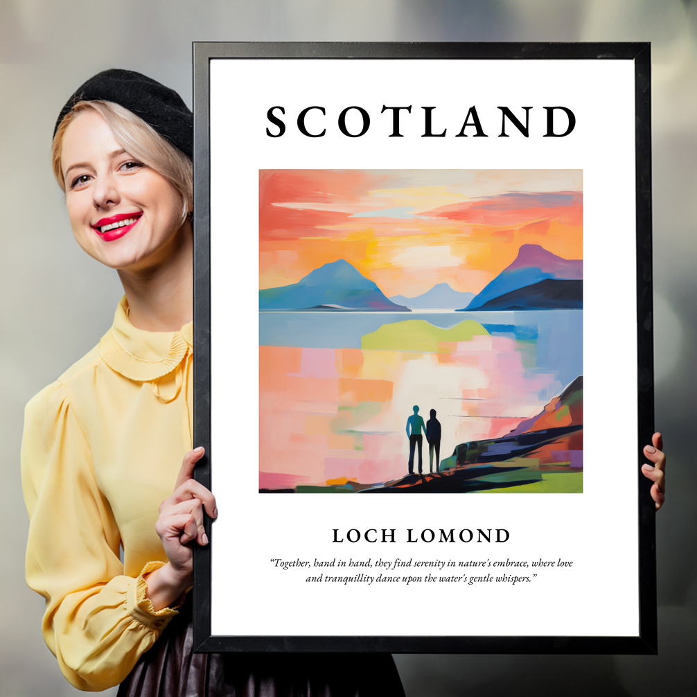 Person holding a poster of Loch Lomond