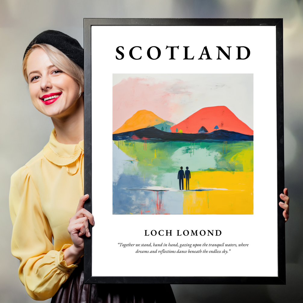 Person holding a poster of Loch Lomond