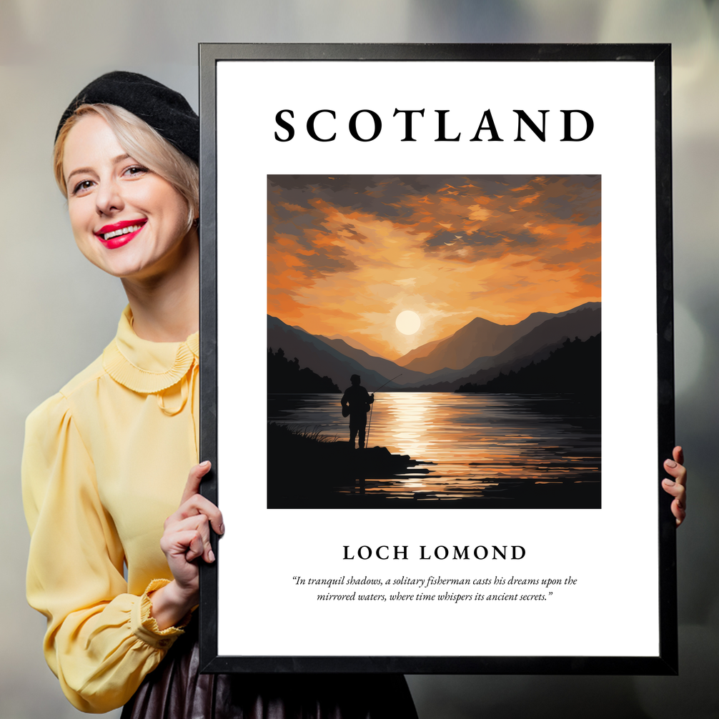 Person holding a poster of Loch Lomond