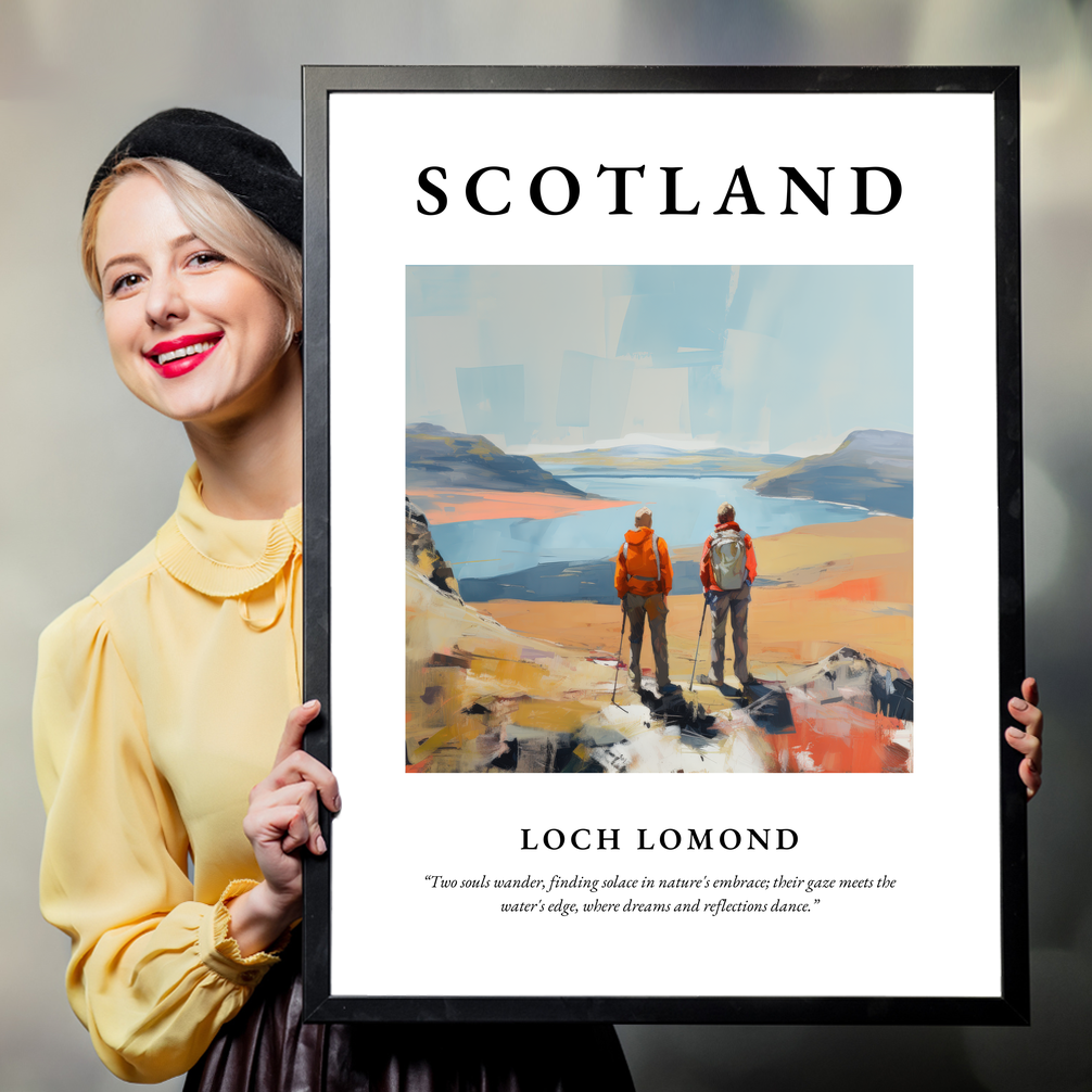 Person holding a poster of Loch Lomond