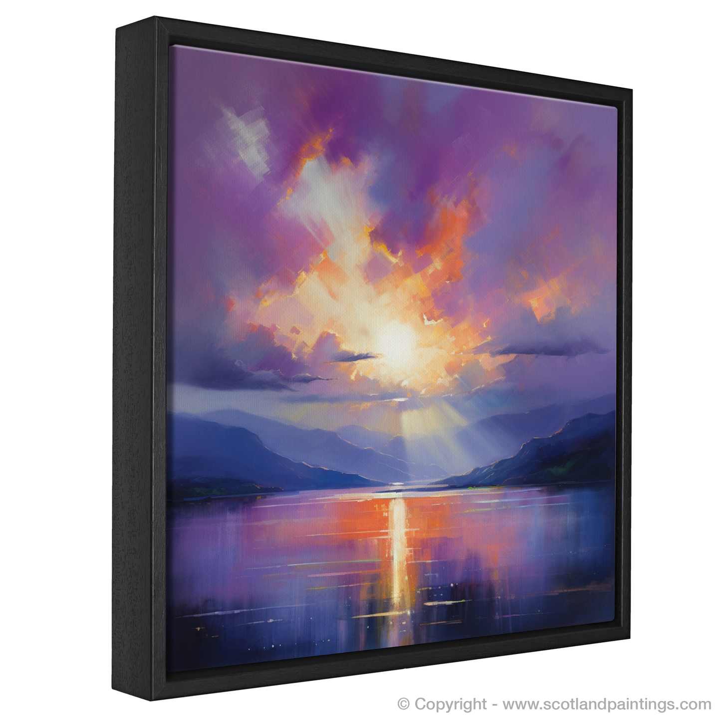 Painting and Art Print of Crepuscular rays above Loch Lomond entitled "Crepuscular Radiance over Loch Lomond".