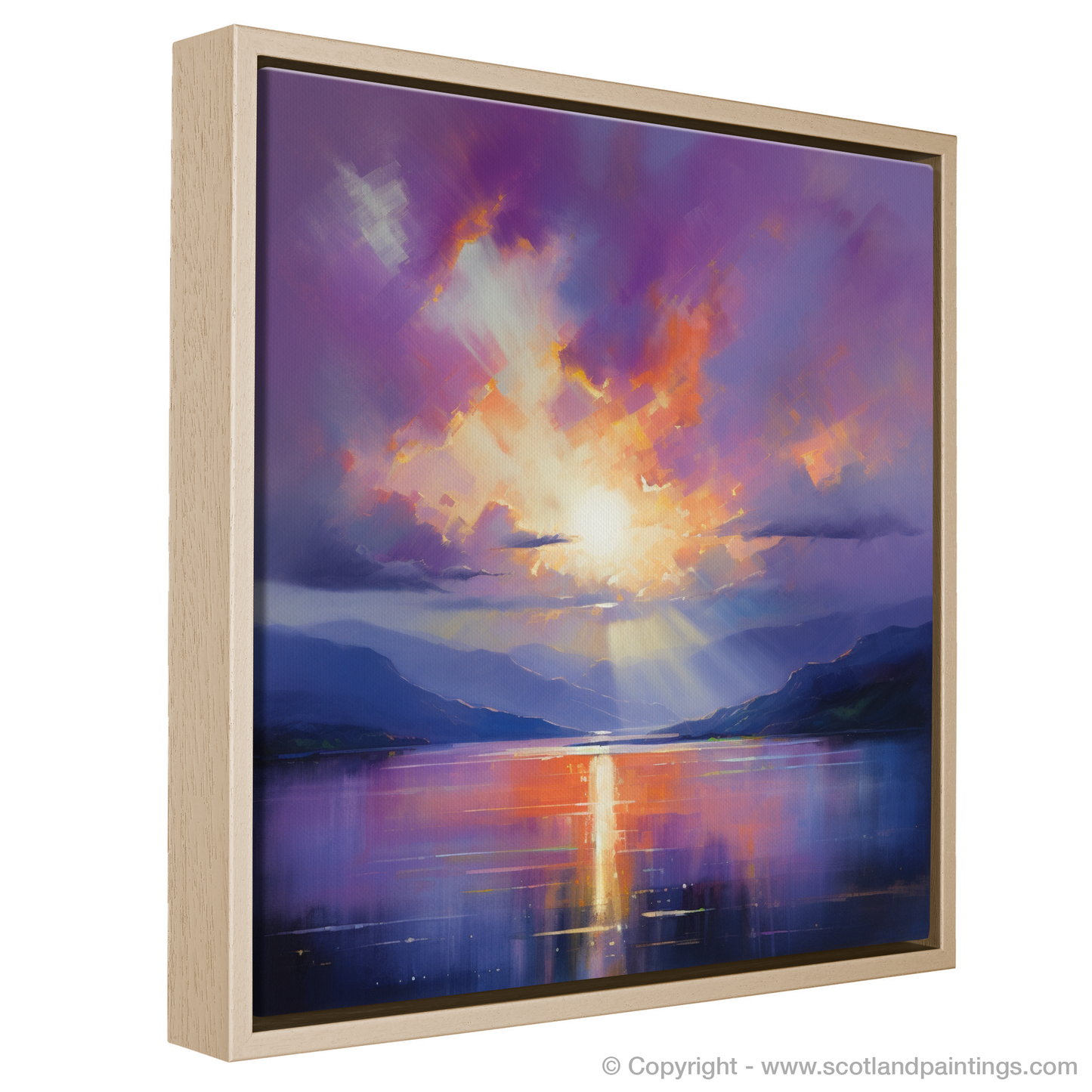 Painting and Art Print of Crepuscular rays above Loch Lomond entitled "Crepuscular Radiance over Loch Lomond".
