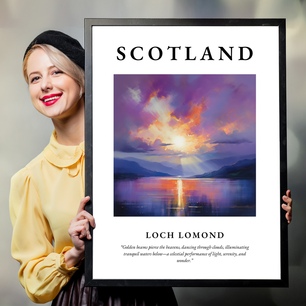 Person holding a poster of Loch Lomond