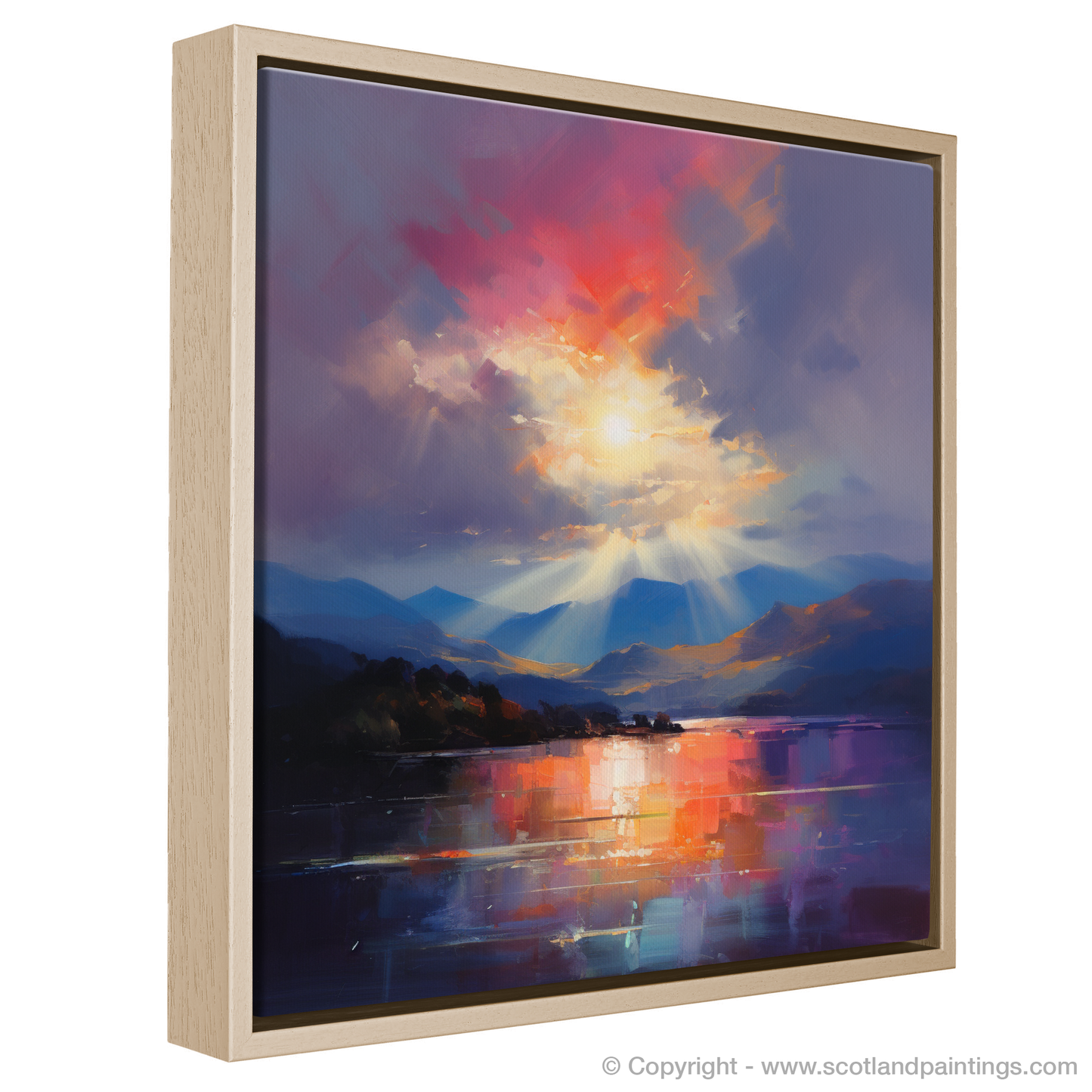 Painting and Art Print of Crepuscular rays above Loch Lomond entitled "Crepuscular Majesty Over Loch Lomond".