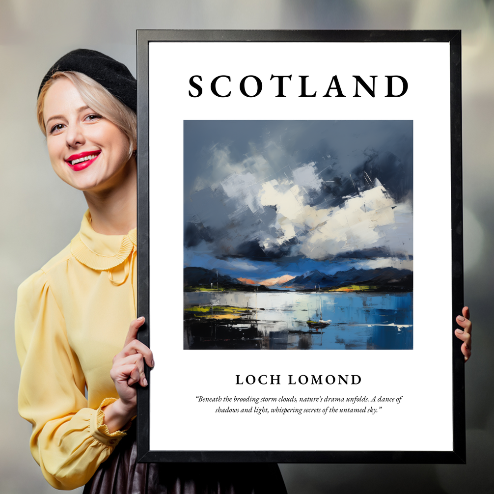 Person holding a poster of Loch Lomond