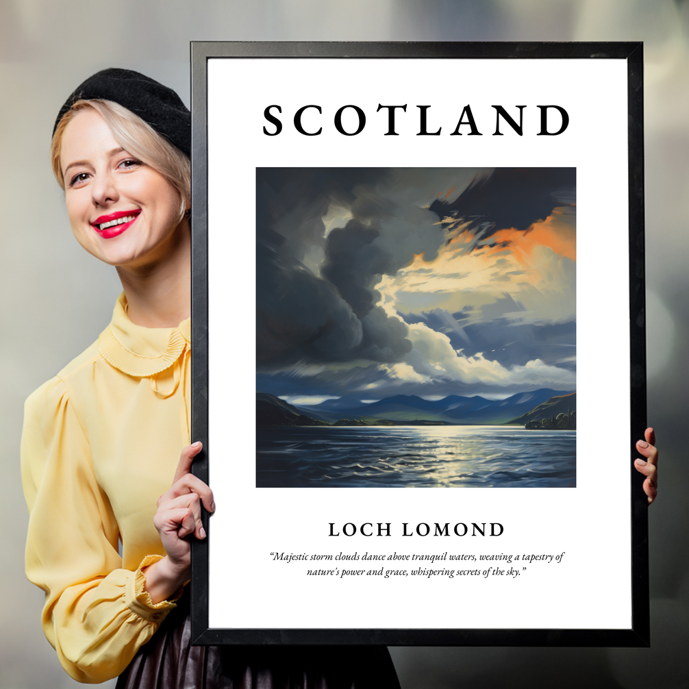 Person holding a poster of Loch Lomond