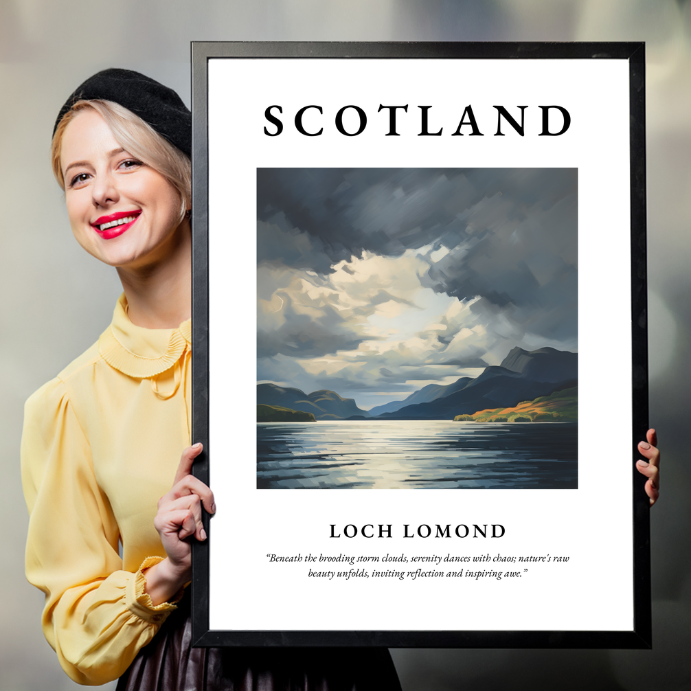 Person holding a poster of Loch Lomond