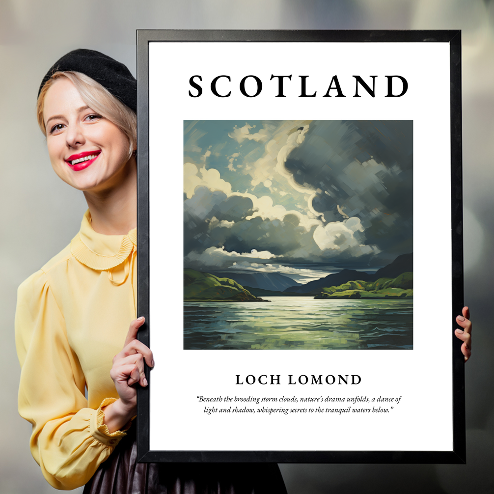 Person holding a poster of Loch Lomond