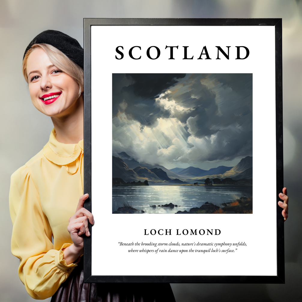 Person holding a poster of Loch Lomond