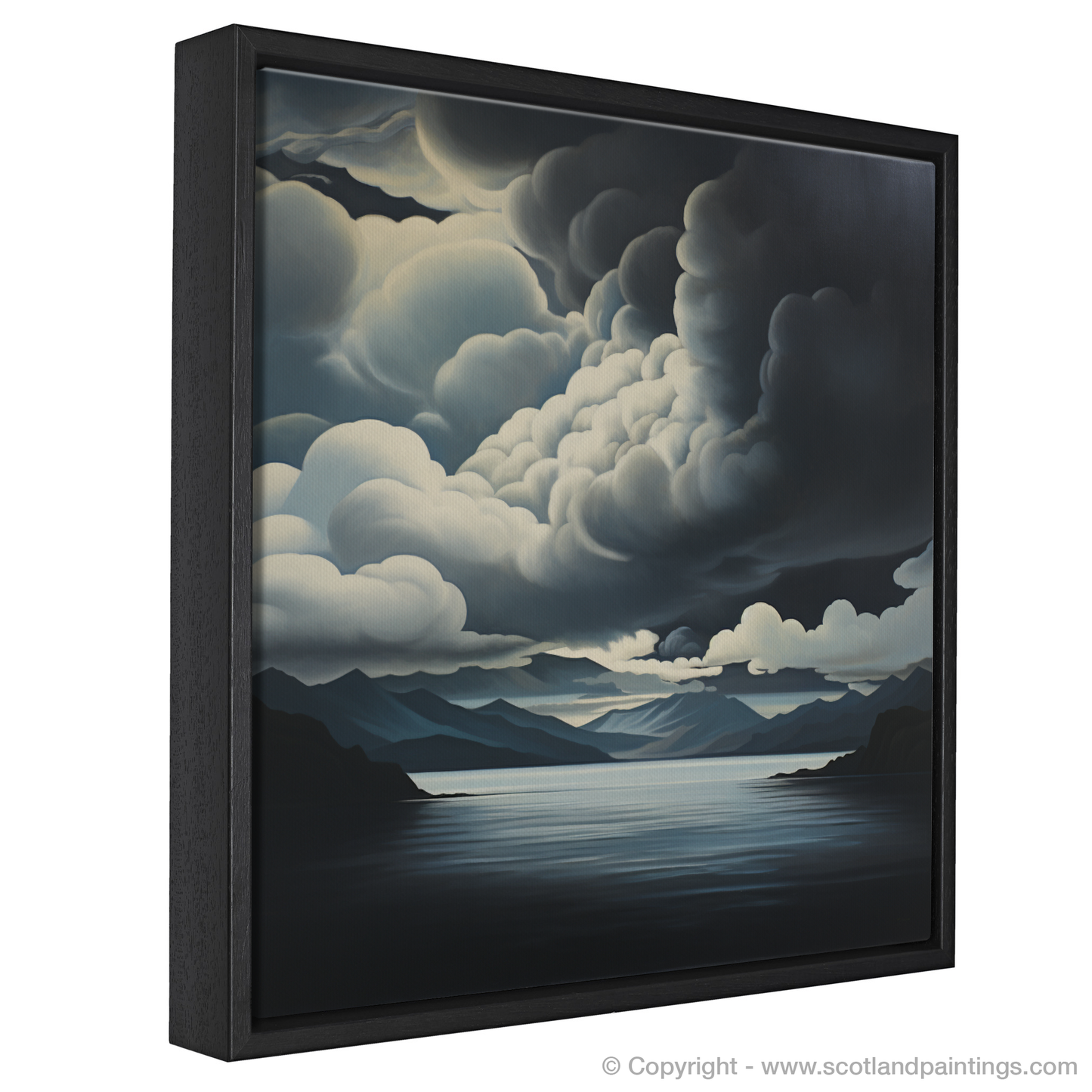 Painting and Art Print of Storm clouds above Loch Lomond entitled "Stormswept Serenity at Loch Lomond".