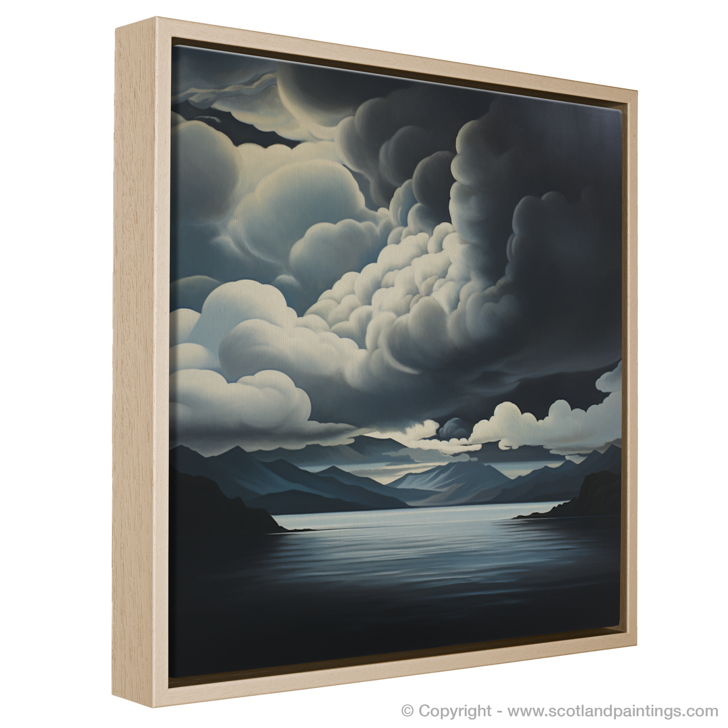 Painting and Art Print of Storm clouds above Loch Lomond entitled "Stormswept Serenity at Loch Lomond".