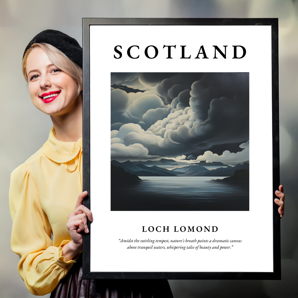 Person holding a poster of Loch Lomond