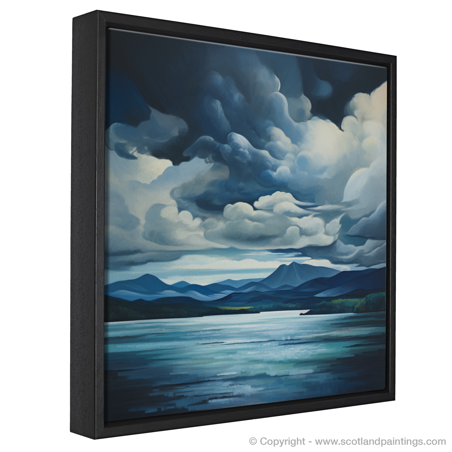 Painting and Art Print of Storm clouds above Loch Lomond entitled "Storm Clouds Dance Over Loch Lomond".