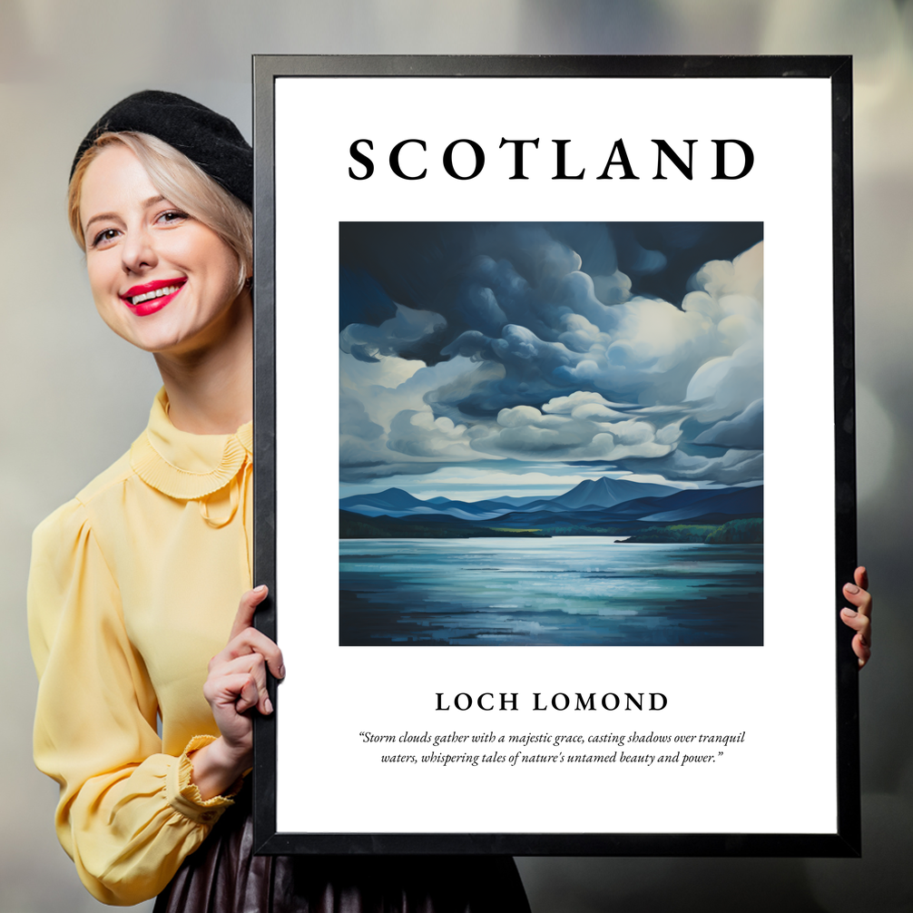 Person holding a poster of Loch Lomond