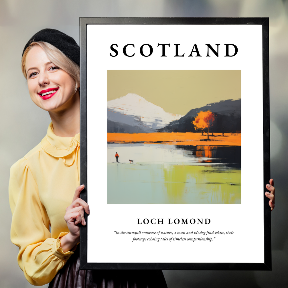 Person holding a poster of Loch Lomond