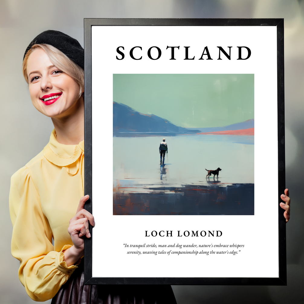 Person holding a poster of Loch Lomond