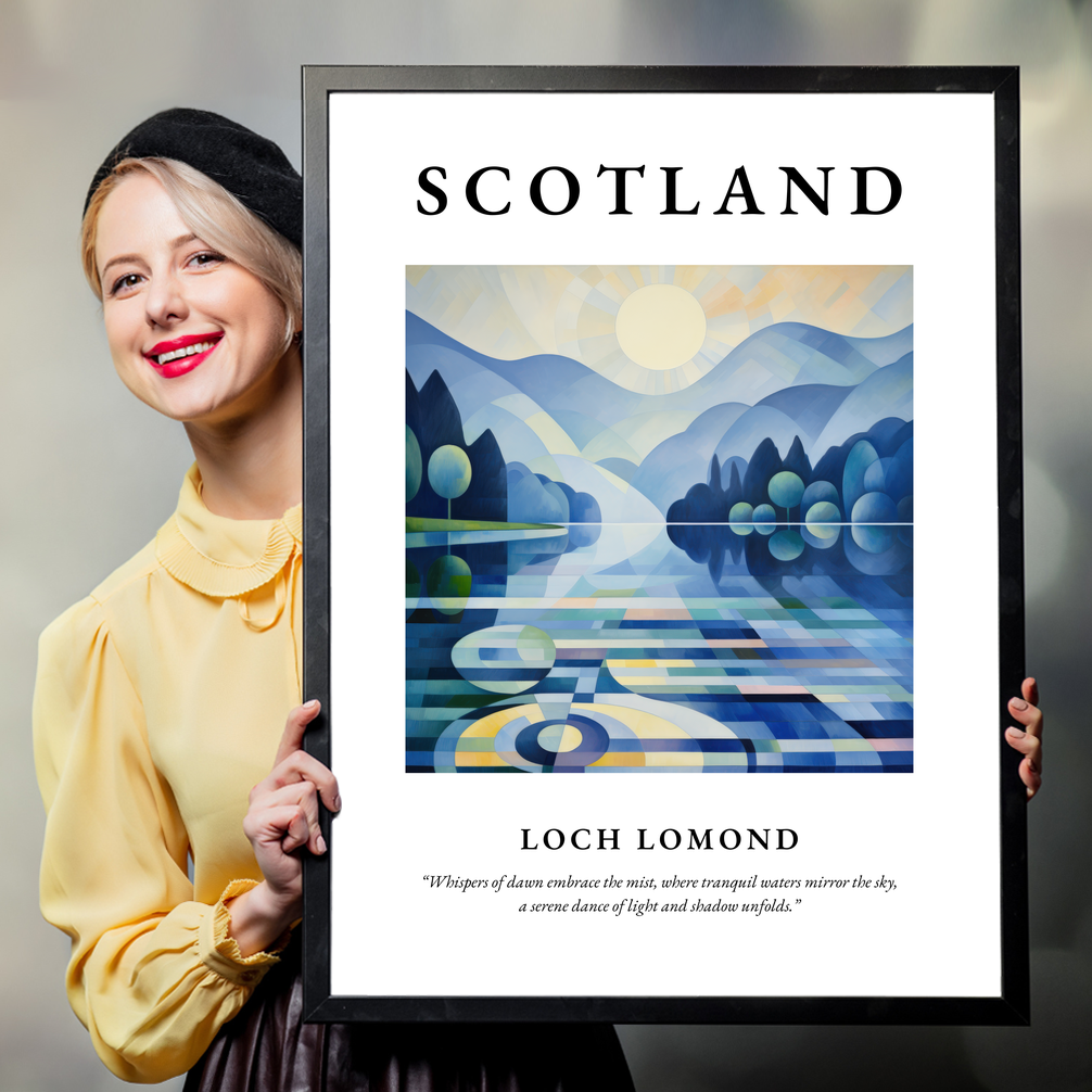 Person holding a poster of Loch Lomond