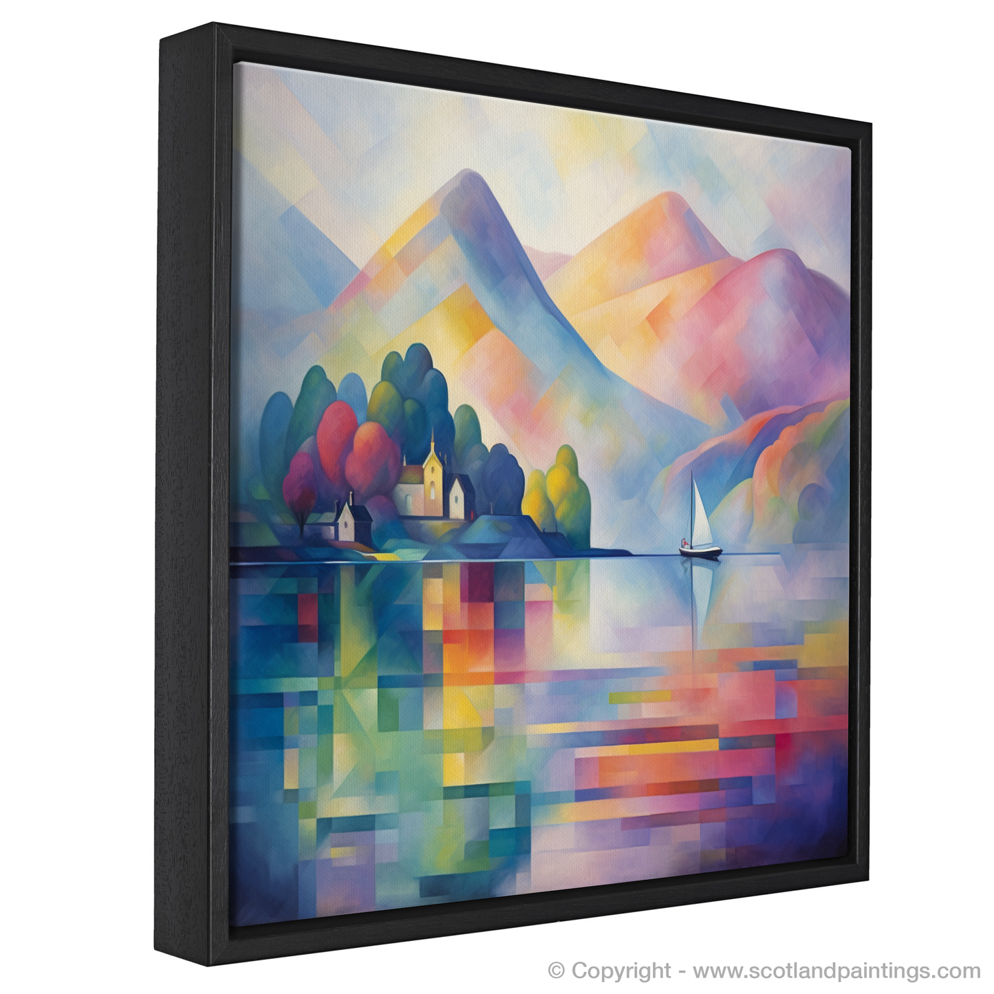 Painting and Art Print of Misty morning on Loch Lomond entitled "Misty Morning Abstraction on Loch Lomond".
