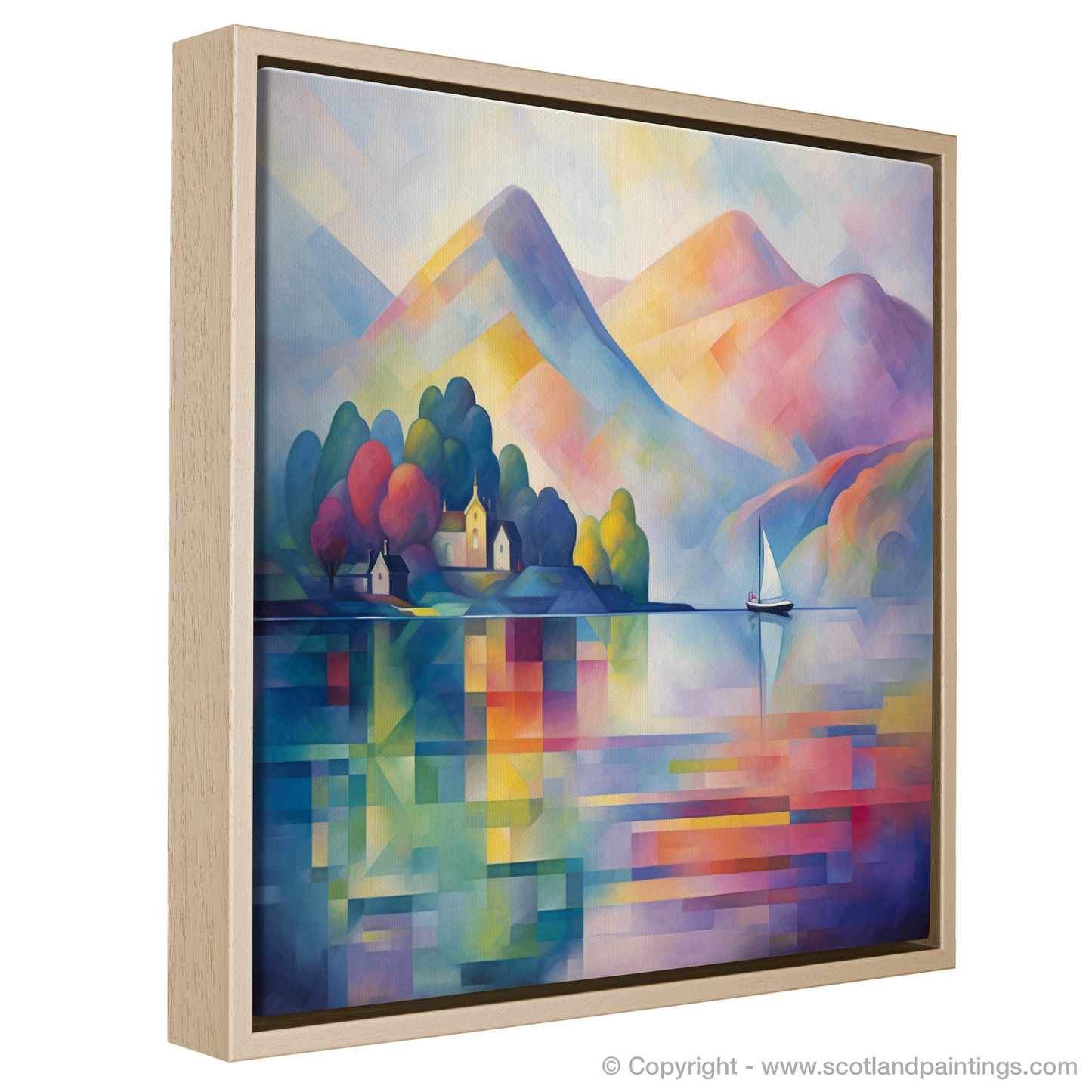 Painting and Art Print of Misty morning on Loch Lomond entitled "Misty Morning Abstraction on Loch Lomond".