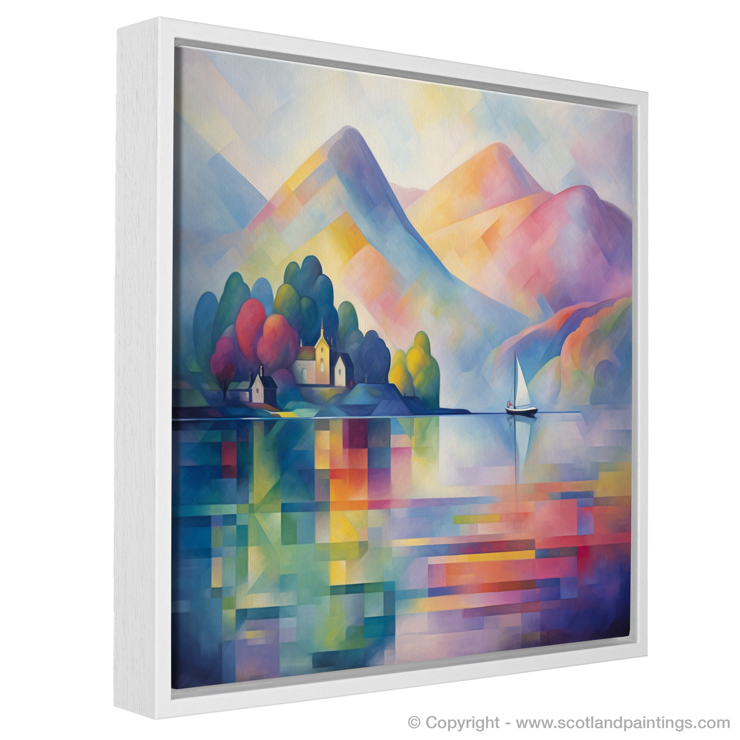 Painting and Art Print of Misty morning on Loch Lomond entitled "Misty Morning Abstraction on Loch Lomond".