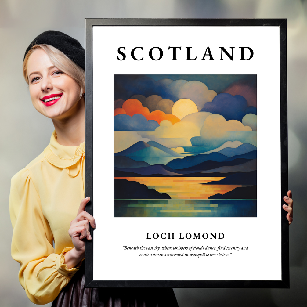 Person holding a poster of Loch Lomond