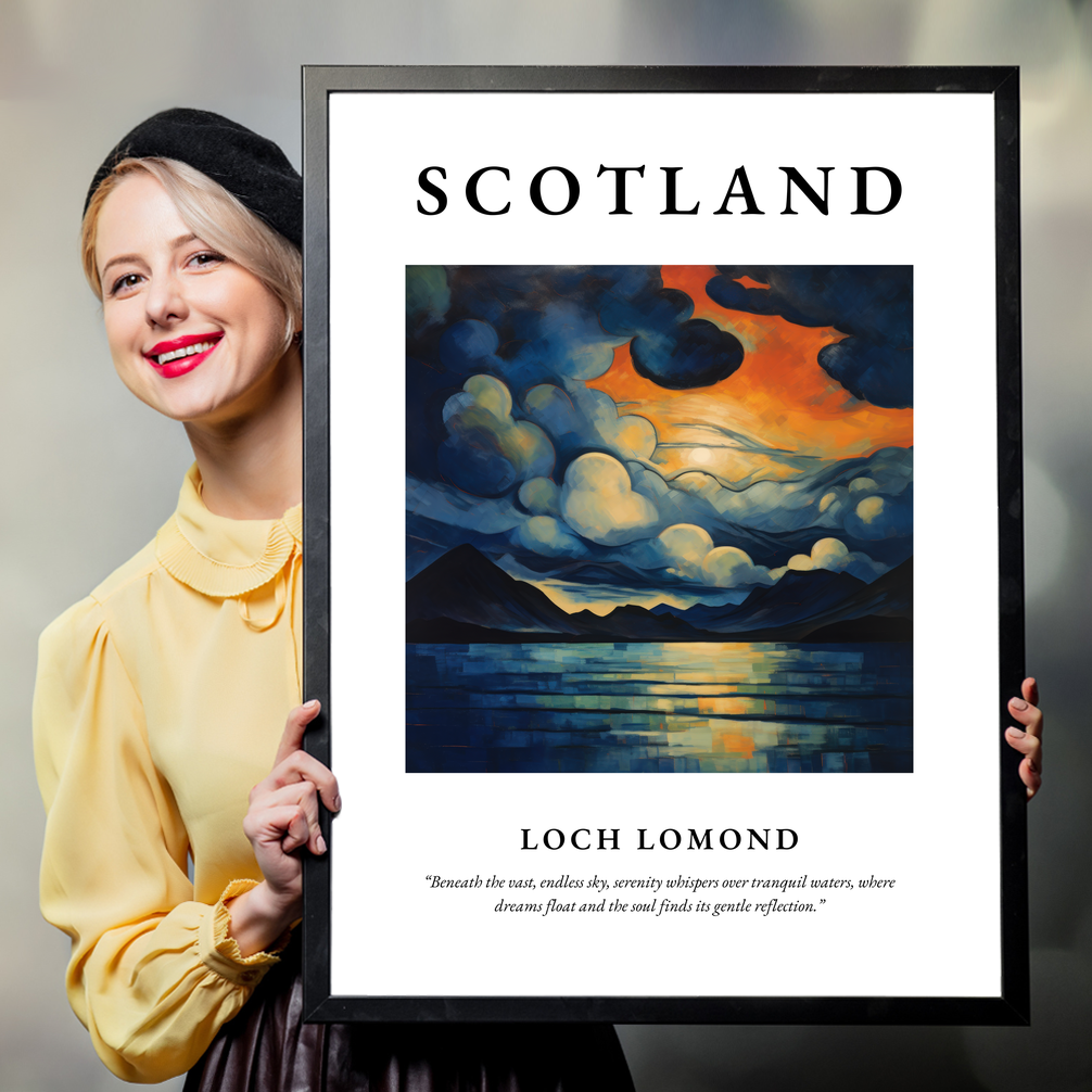 Person holding a poster of Loch Lomond