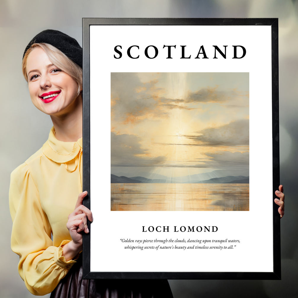 Person holding a poster of Loch Lomond