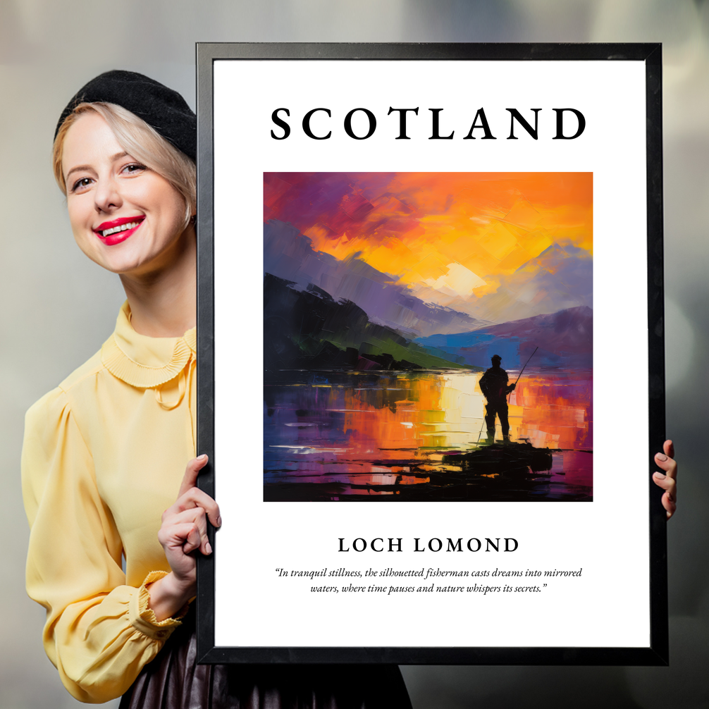 Person holding a poster of Loch Lomond