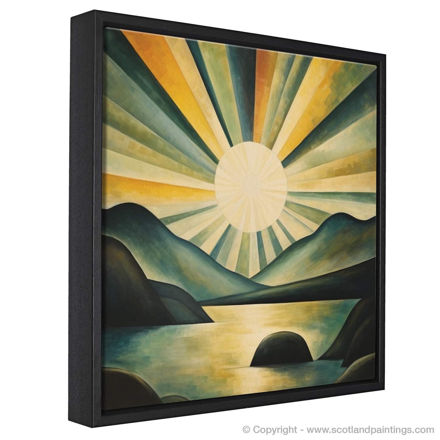 Painting and Art Print of Sunbeams on Loch Lomond entitled "Radiant Reflections: Sunbeams on Loch Lomond".