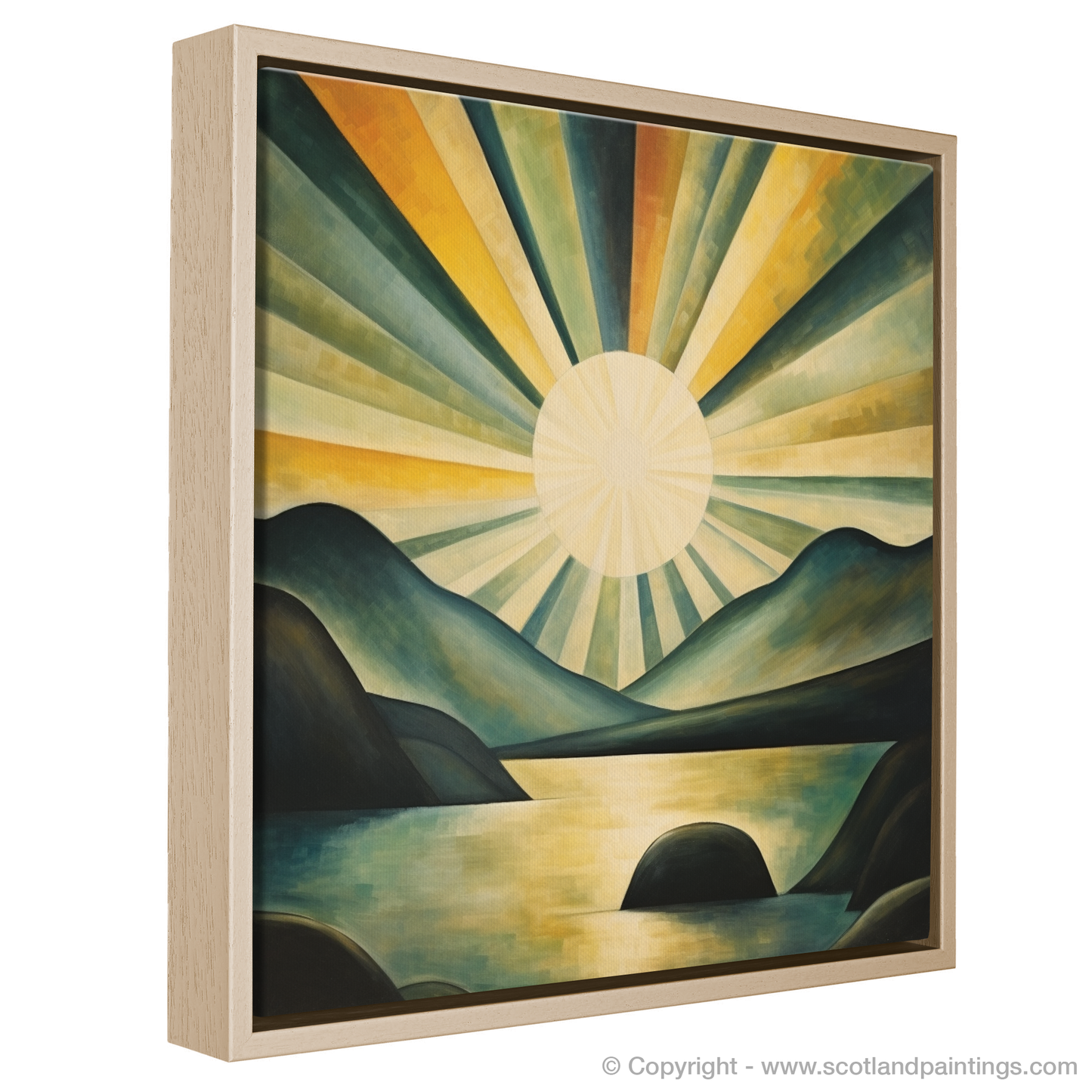 Painting and Art Print of Sunbeams on Loch Lomond entitled "Radiant Reflections: Sunbeams on Loch Lomond".