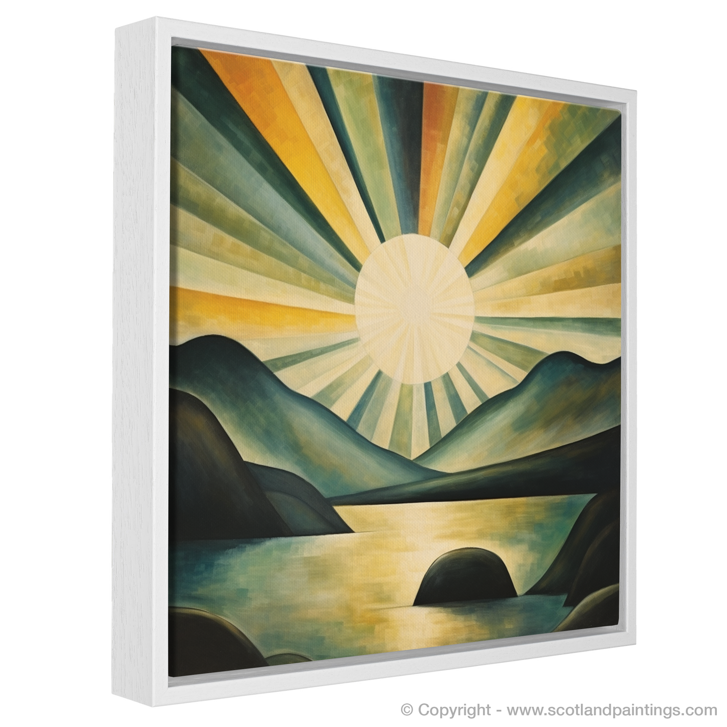 Painting and Art Print of Sunbeams on Loch Lomond entitled "Radiant Reflections: Sunbeams on Loch Lomond".