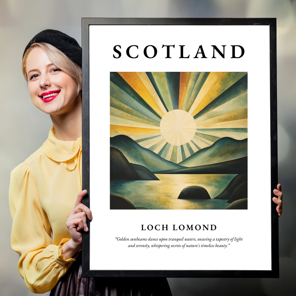 Person holding a poster of Loch Lomond