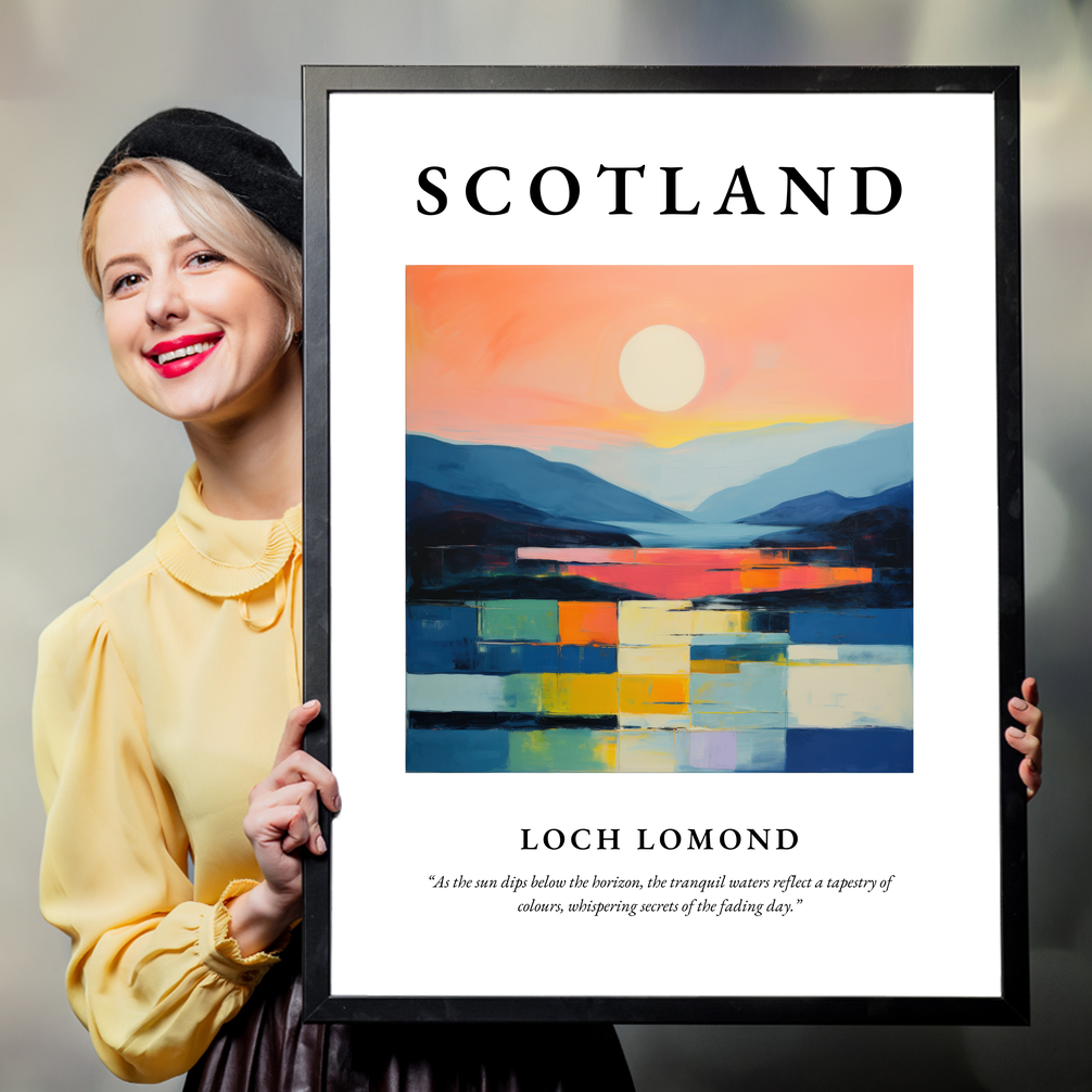 Person holding a poster of Loch Lomond