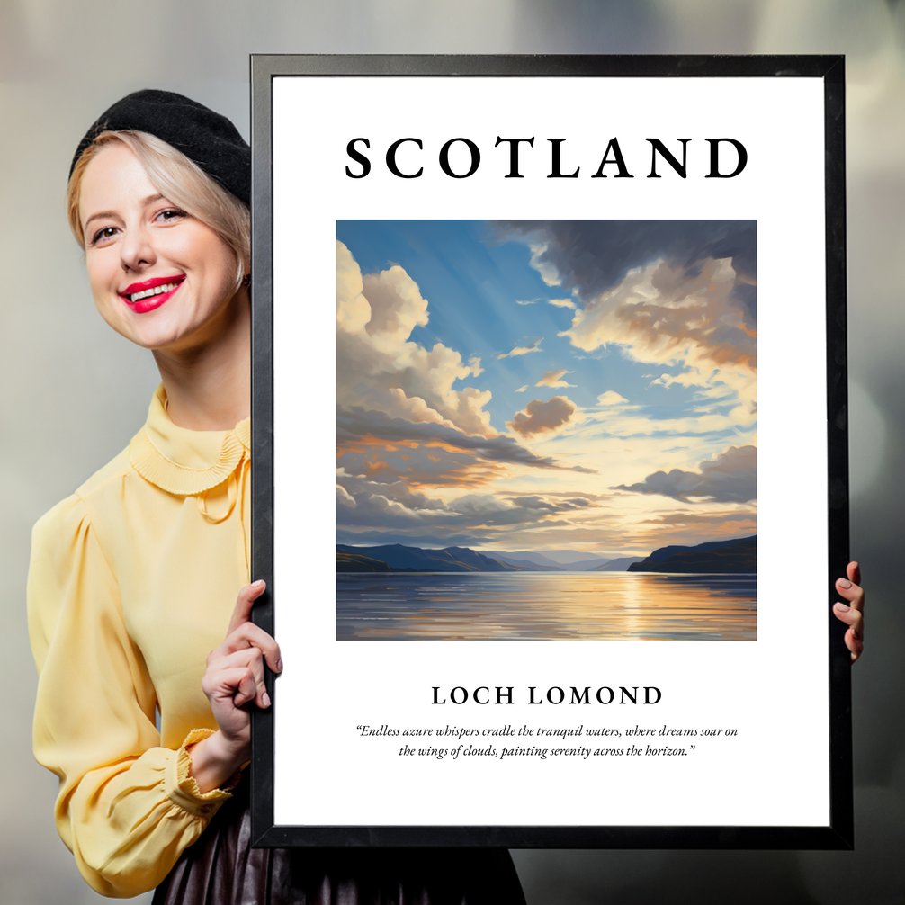 Person holding a poster of Loch Lomond