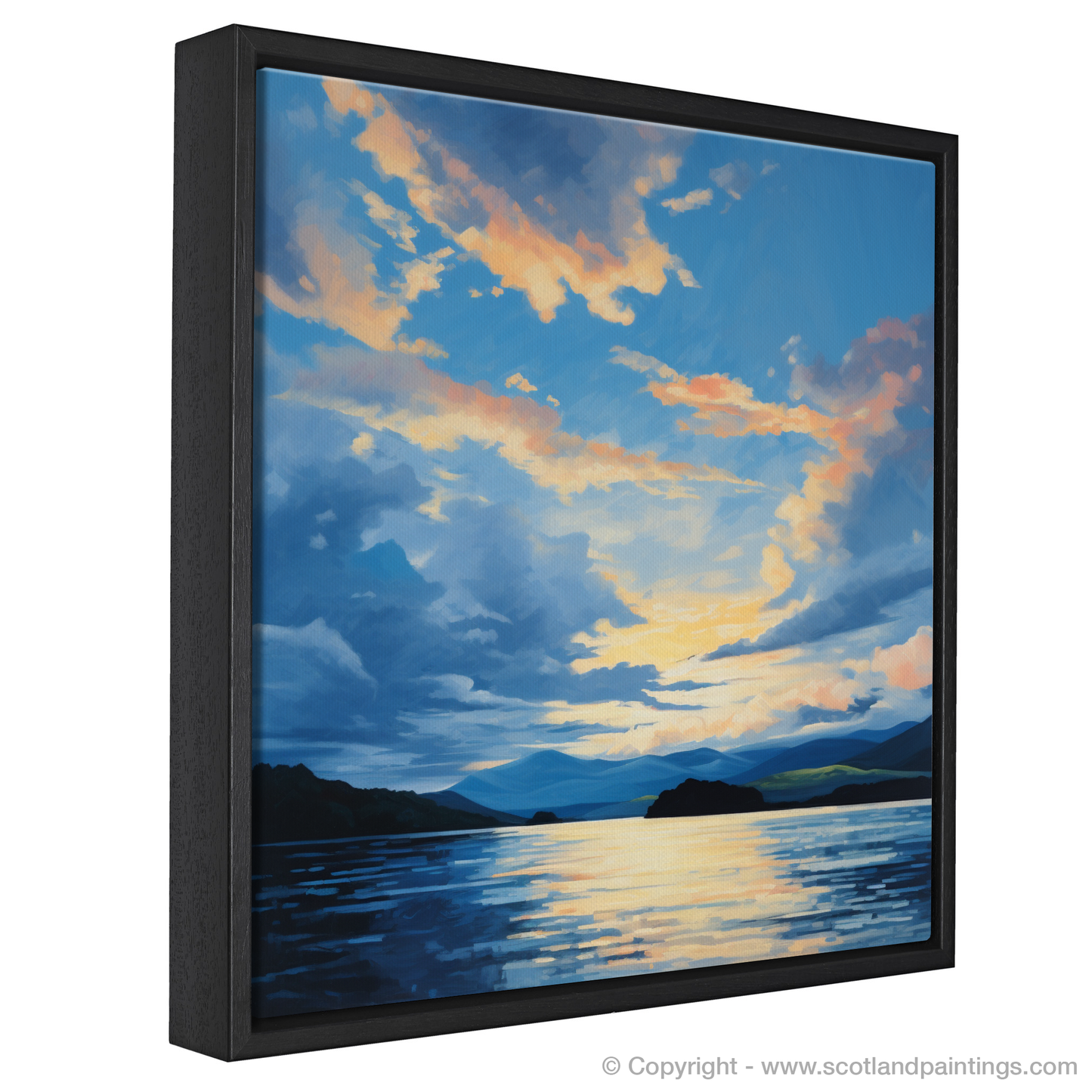 Painting and Art Print of A huge sky above Loch Lomond entitled "Majestic Skies above Loch Lomond".