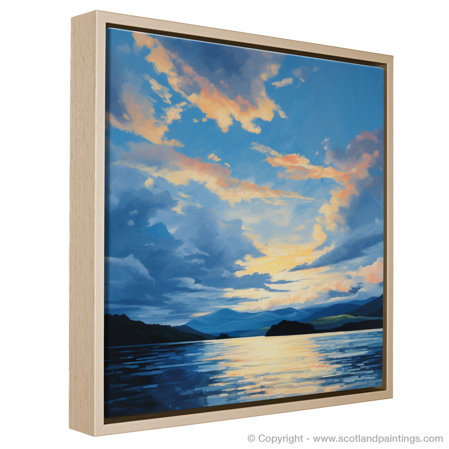 Painting and Art Print of A huge sky above Loch Lomond entitled "Majestic Skies above Loch Lomond".