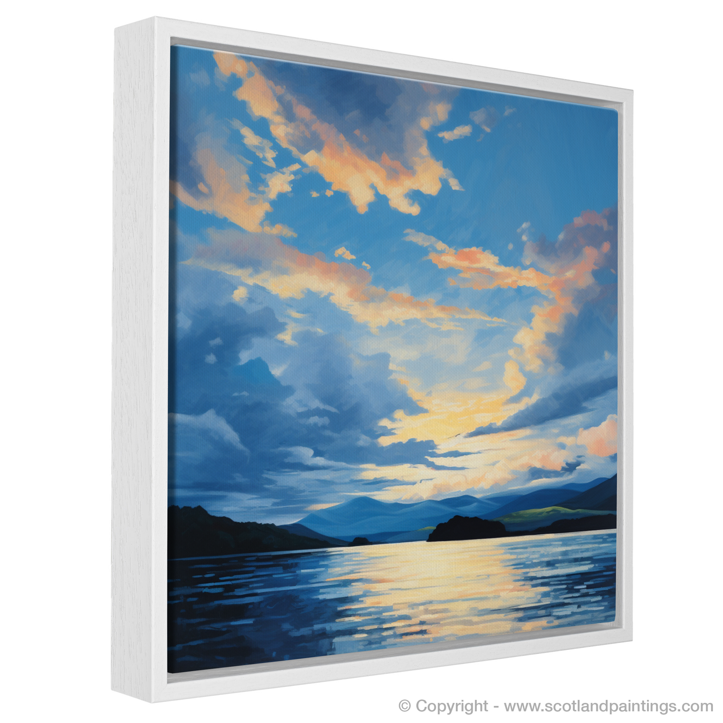 Painting and Art Print of A huge sky above Loch Lomond entitled "Majestic Skies above Loch Lomond".