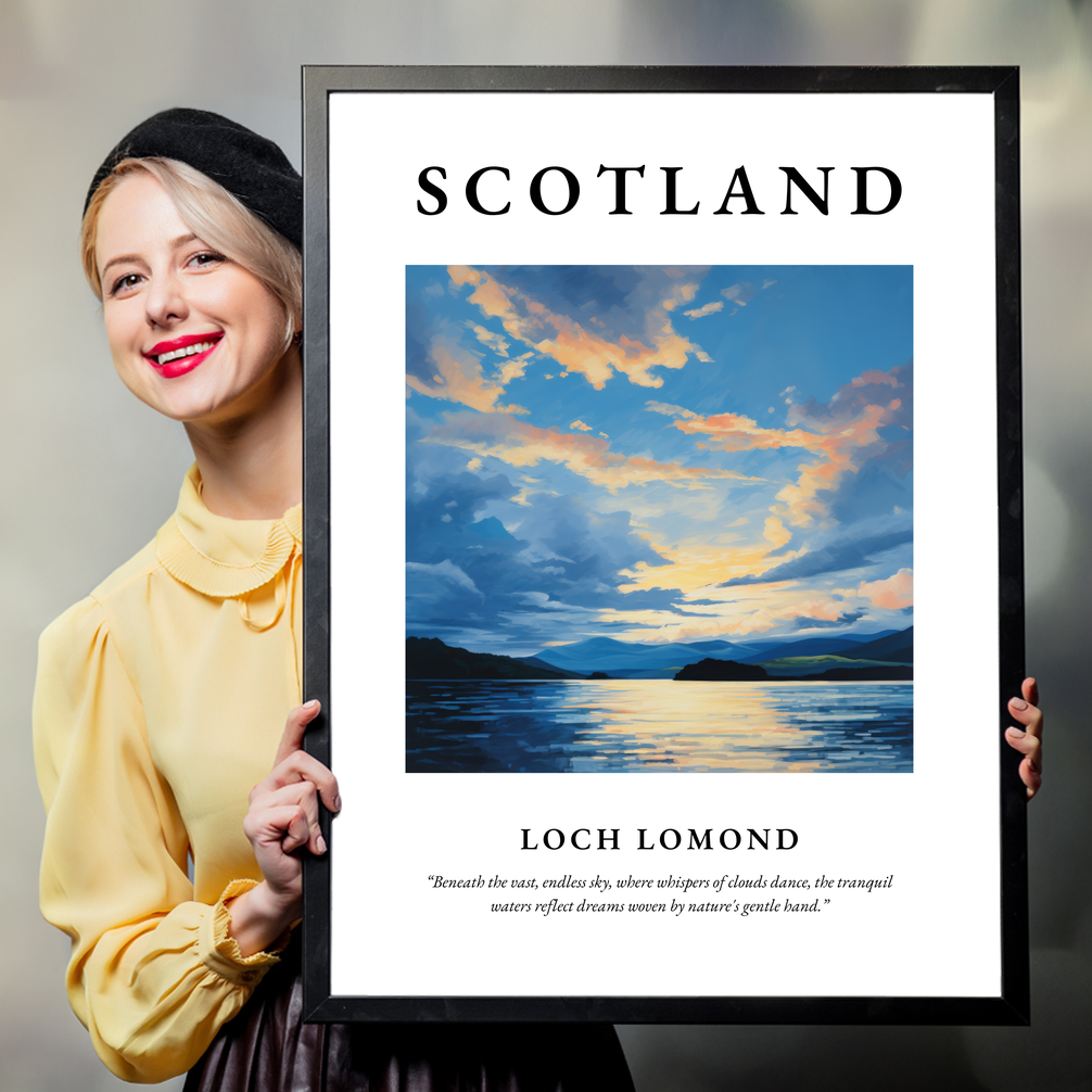 Person holding a poster of Loch Lomond