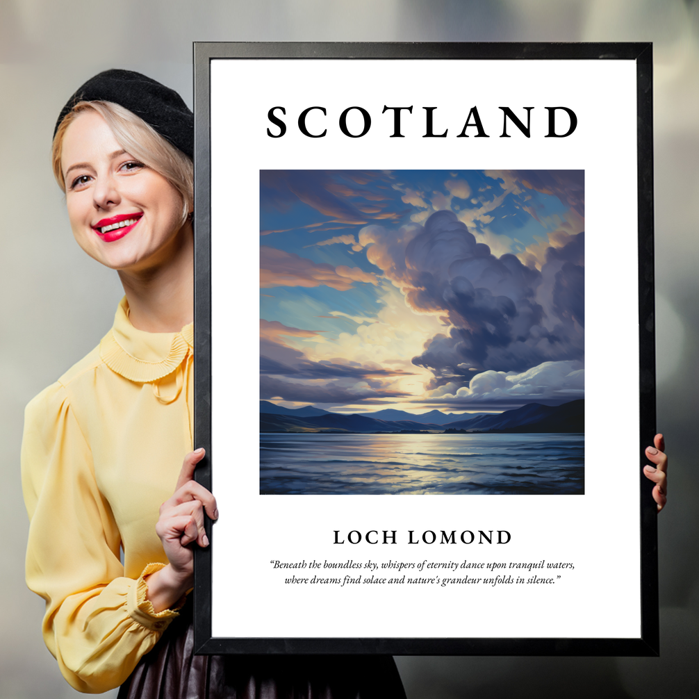 Person holding a poster of Loch Lomond