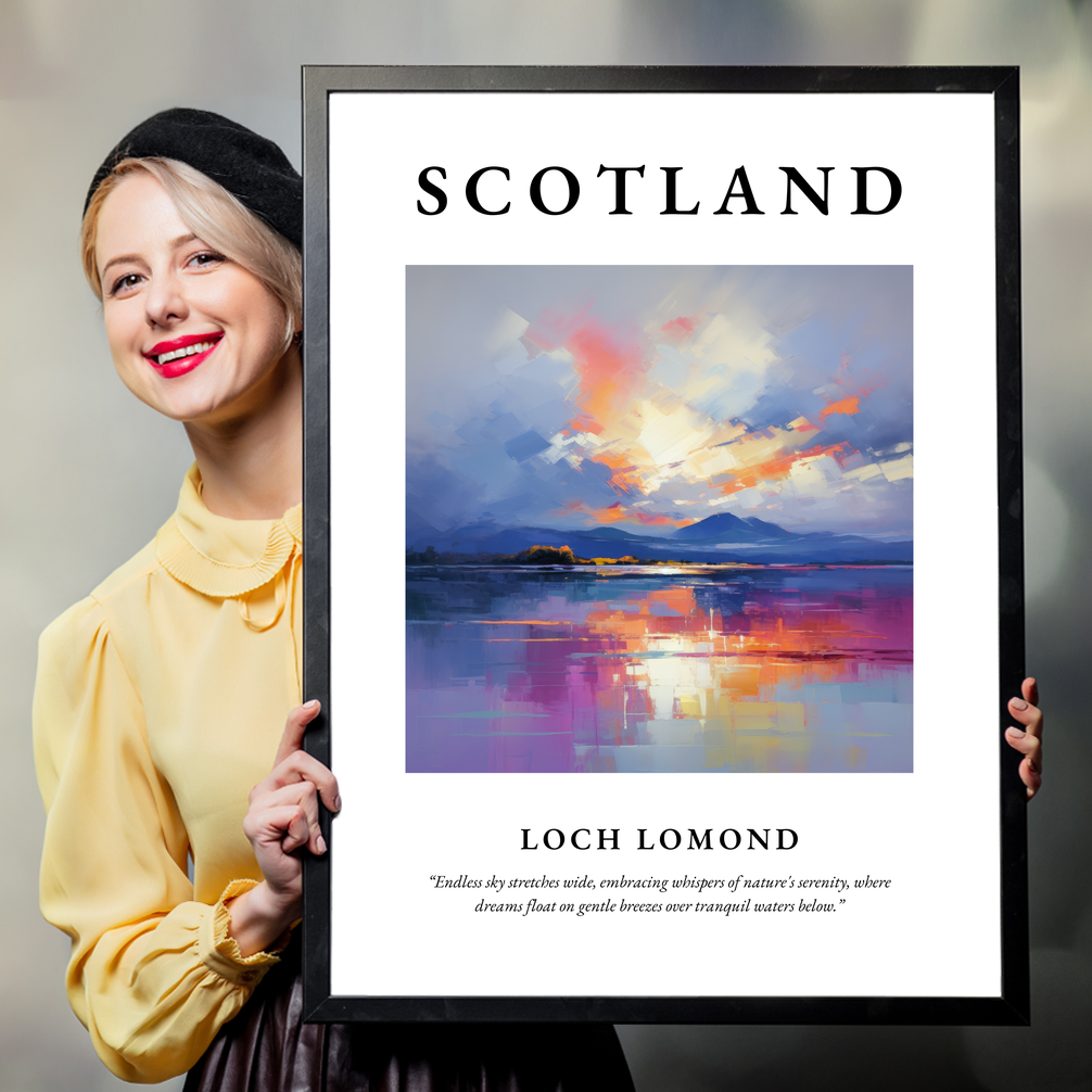 Person holding a poster of Loch Lomond